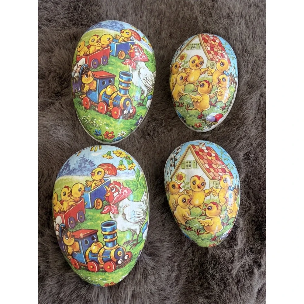 Vtg Erzebirge German Paper Mache Nesting Easter Spring Eggs Erzgebirge (2) 3